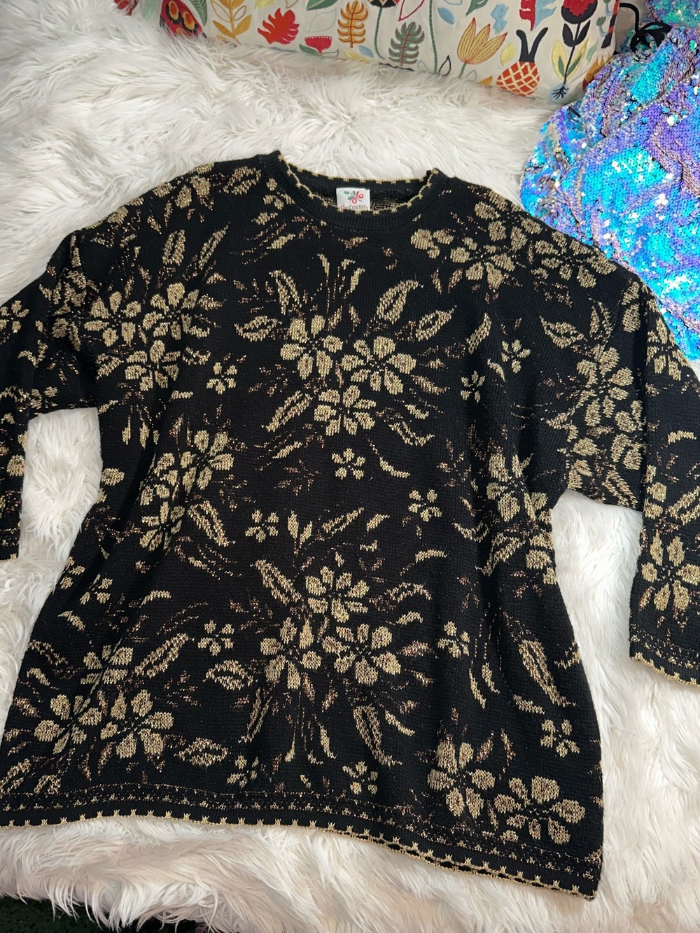 Nutcracker • Vintage Gold & Bronze Floral Holiday Sweater